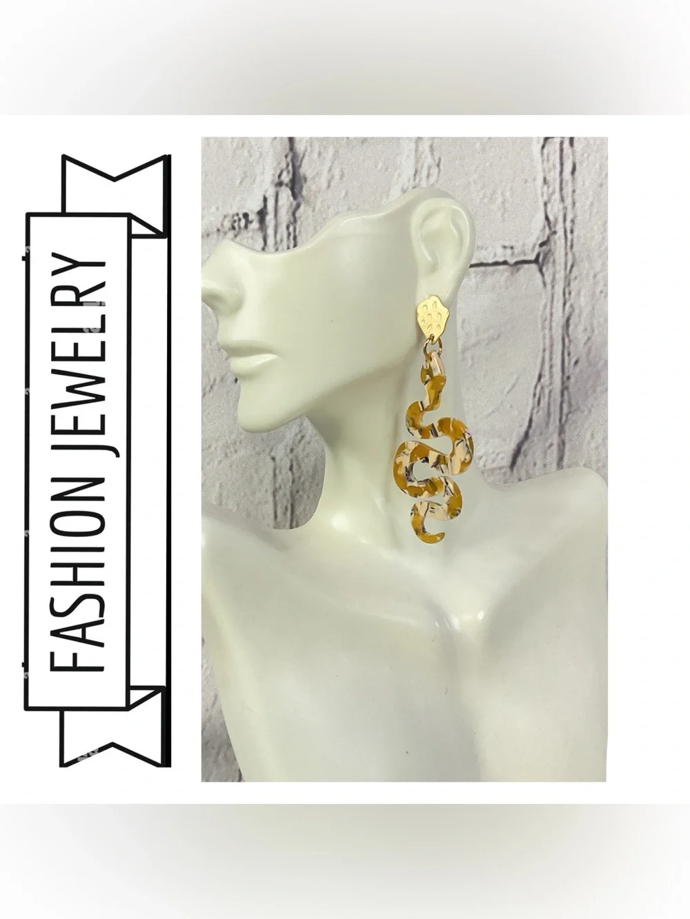 🌟🌟 Gold-Tone & Tortoiseshell Snake Drop Earrings